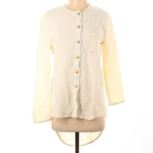Sister Katie 100% Organic Cotton Gauze Cream Sally Button Front Shirt XS - Picture 2 of 7